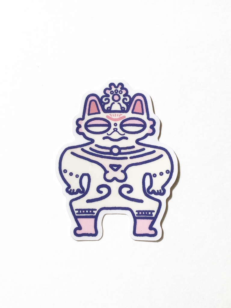 縄文猫ステッカー_シロ