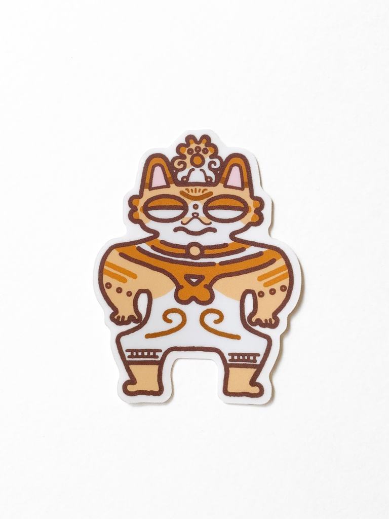 縄文猫ステッカー_チャシロ