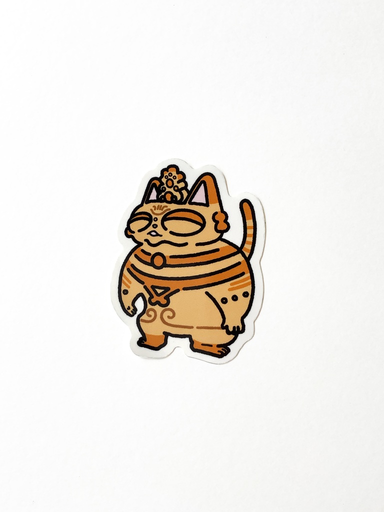 縄文猫ステッカー_ボーとするトラ