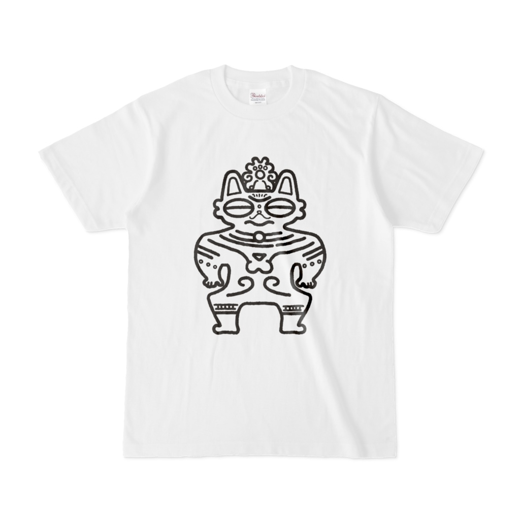縄文猫Tシャツ(全身_ホワイト)