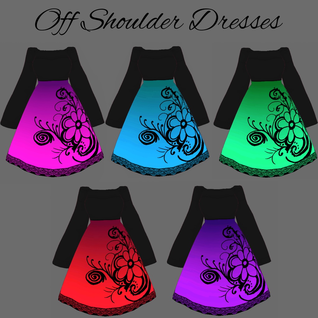 Vroid Off shoulder Dresses