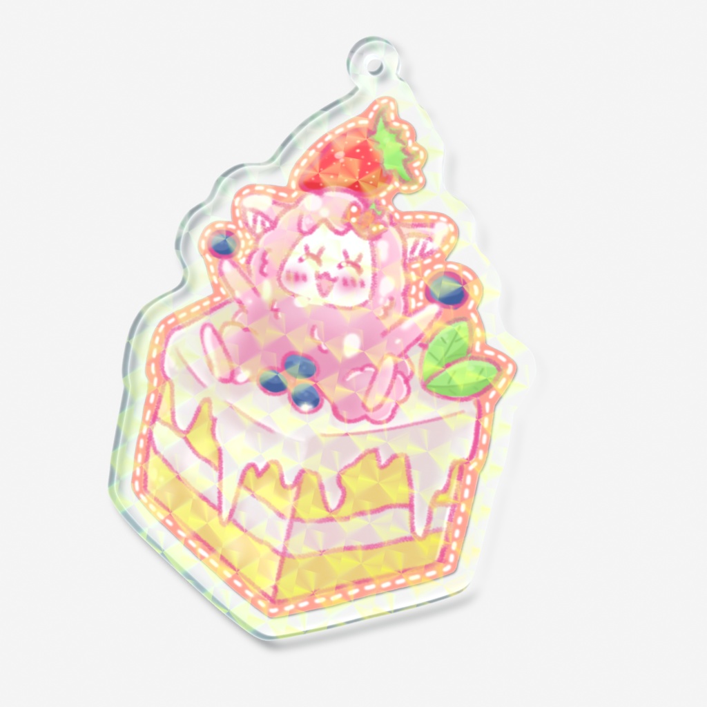 【ホログラムアクリルキーホルダー】あるぱかちゃんケーキ