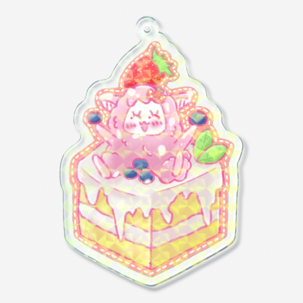 【ホログラムアクリルキーホルダー】あるぱかちゃんケーキ