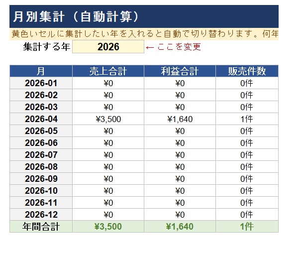 メルカリ専業の方向け|メルカリ売上・利益 かんたん自動計算シート【Excel】