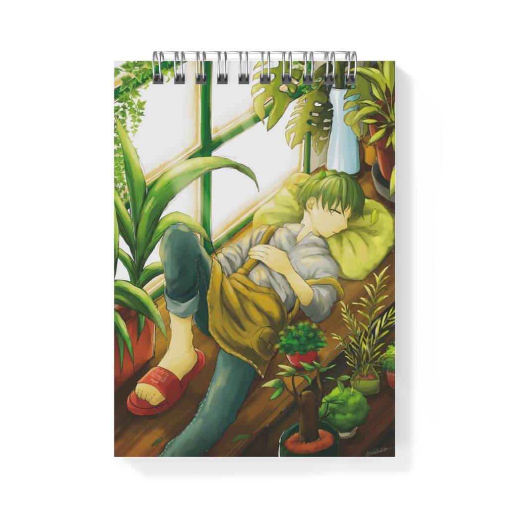 オリジナルイラスト「店番の光合成」メモ帳