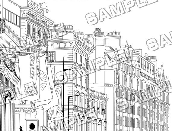 マンガ背景素材(イギリス ロンドン 高級住宅街)A-001