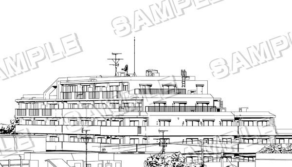 マンガ背景素材(日本の大型マンション)