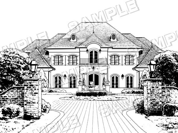 マンガ背景素材(豪邸 ホテル お金持ちが住む洋館)