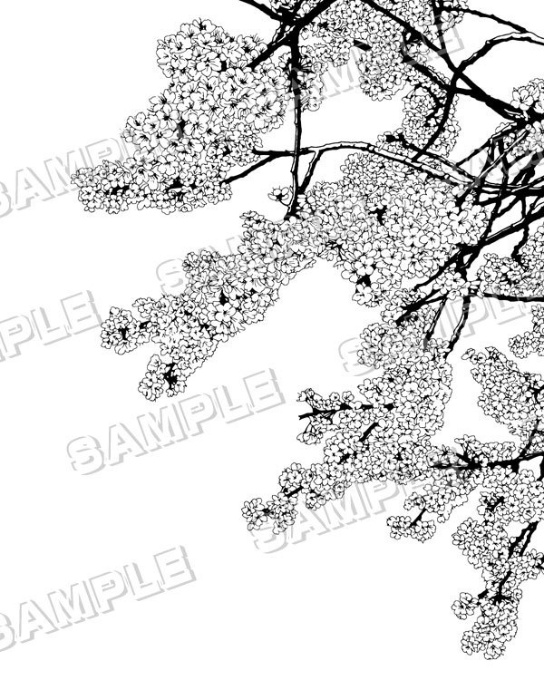 マンガ背景素材セット(桜 さくら 満開 春の花 日本 入学 卒業)