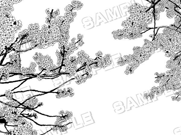 マンガ背景素材セット(桜 さくら 満開 春の花 日本 入学 卒業)