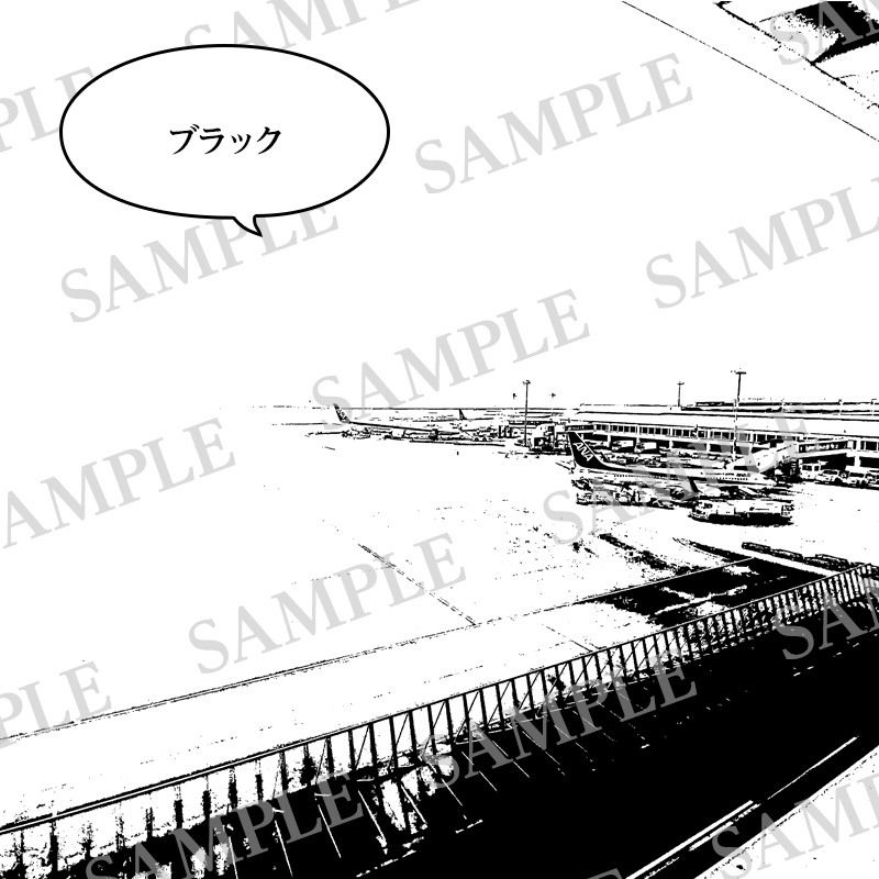 マンガ背景素材(空港 夕日)