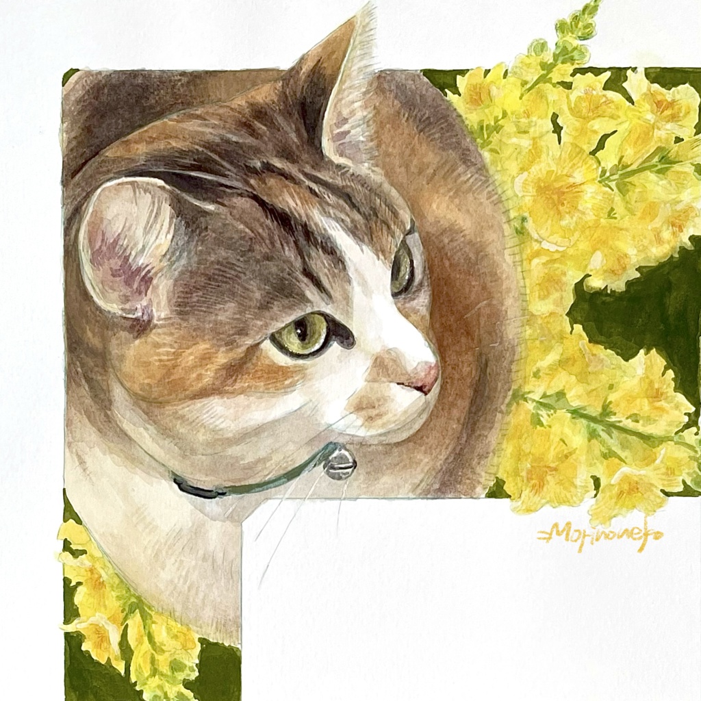 frame」金魚草と三毛猫.原画 - けものへんに苗 - BOOTH