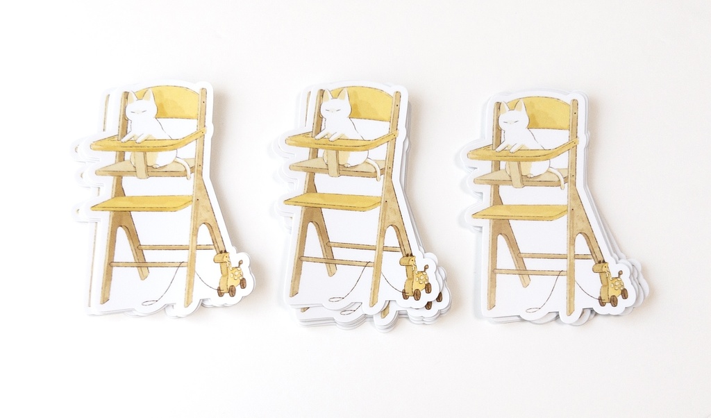 【台紙付き】ネコとイス ステッカー