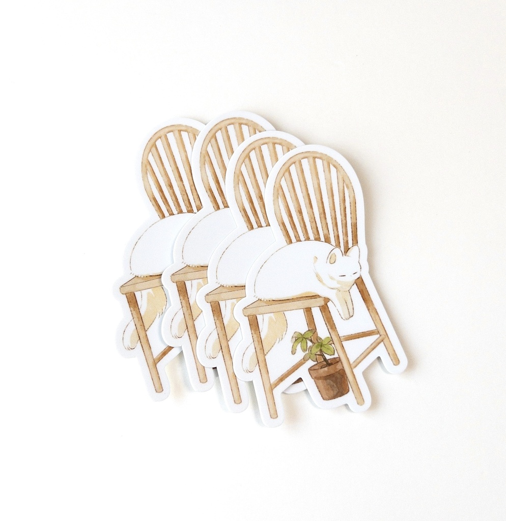 【台紙付き】ネコとイス ステッカー