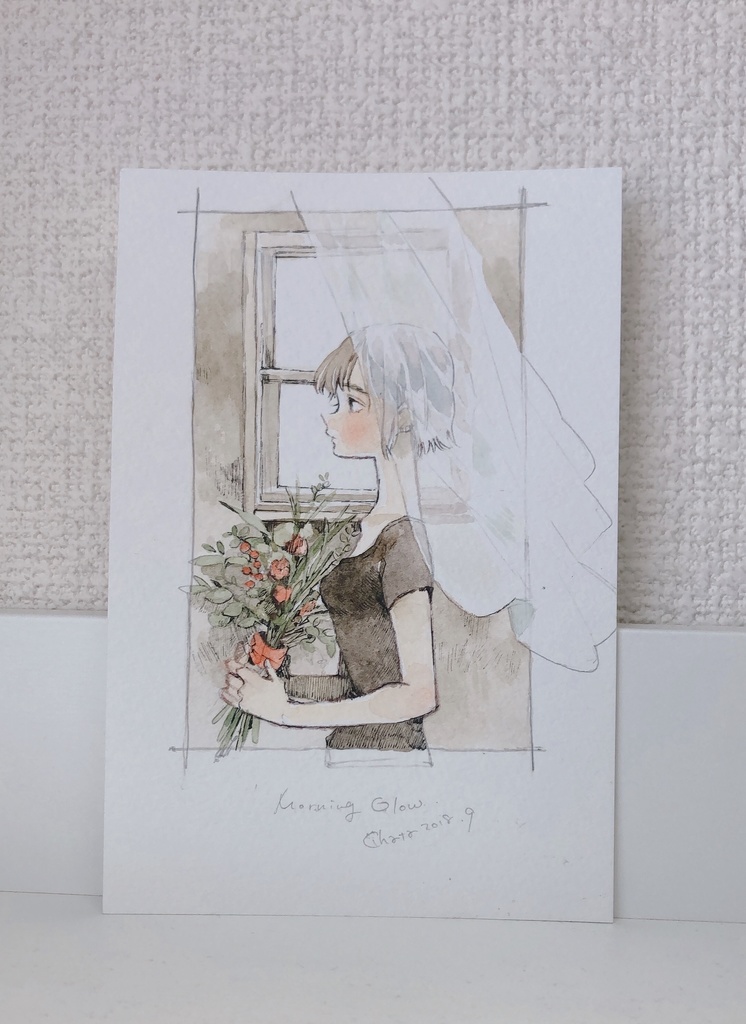 はがきサイズ原画「Morning　Glow」