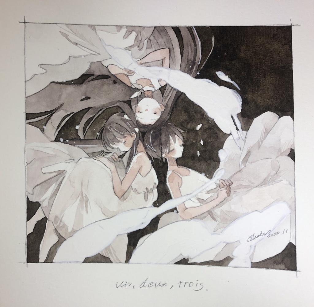 150×150mm 原画 「un, deux, trois」