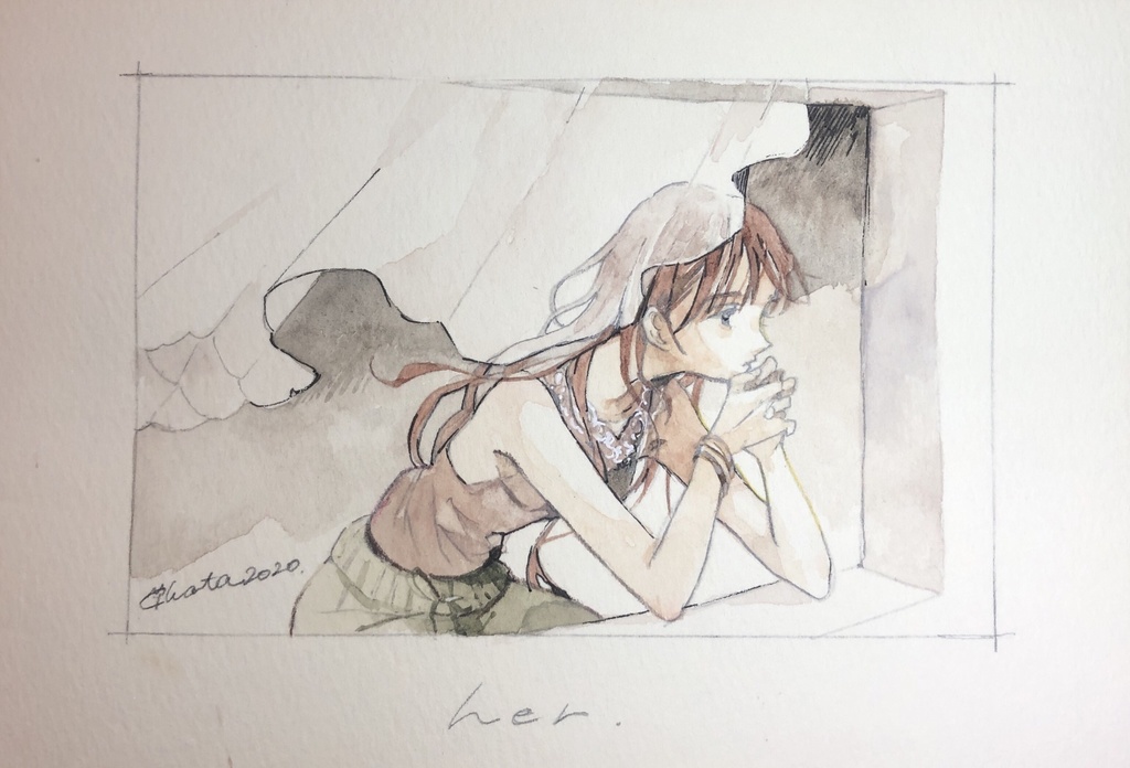 100×150mm ドローイング「her」