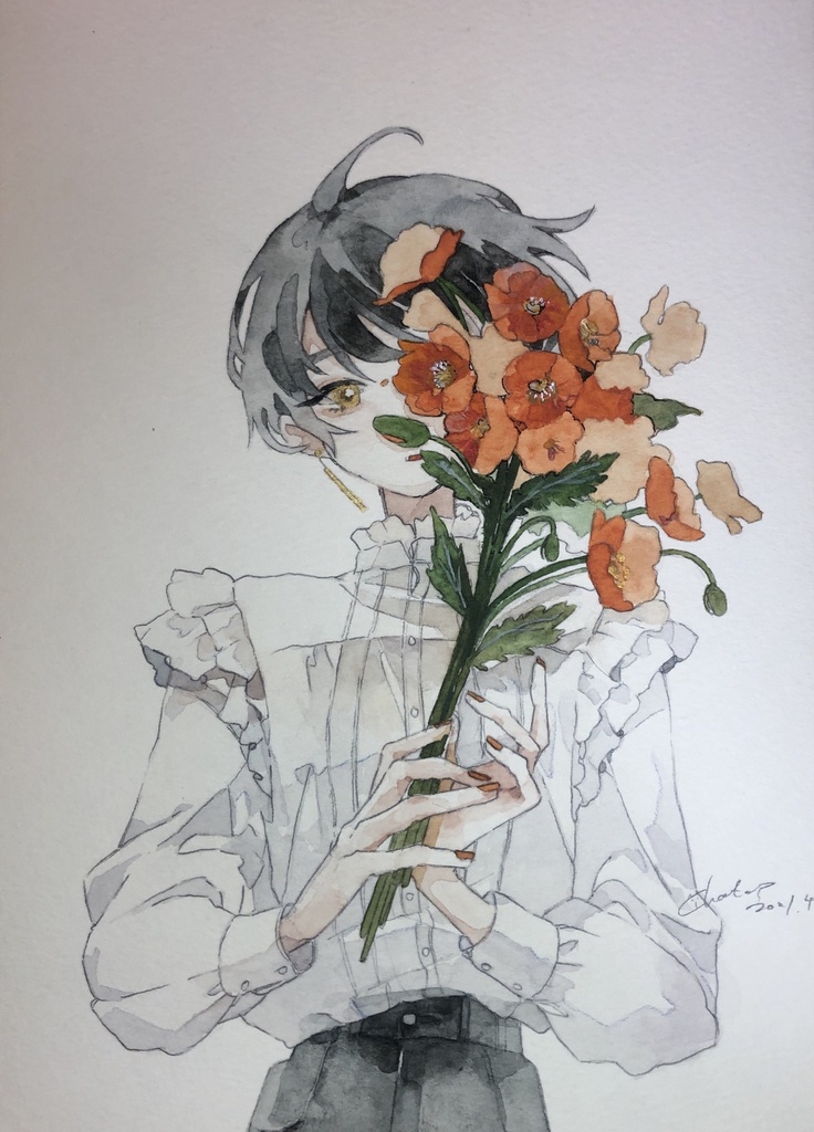 185×132mm原画「poppy」