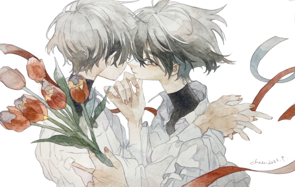 イラスト原画「春、ひらり」