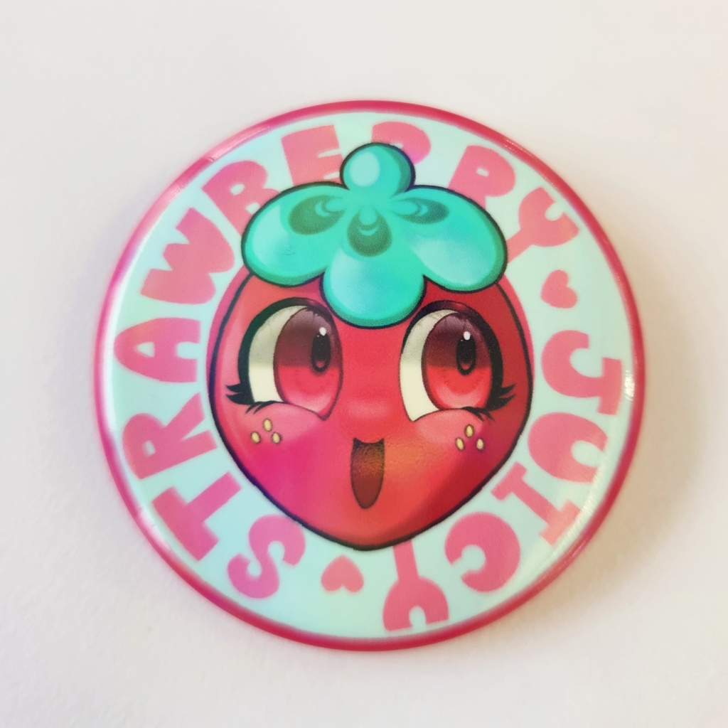いちご缶バッジ