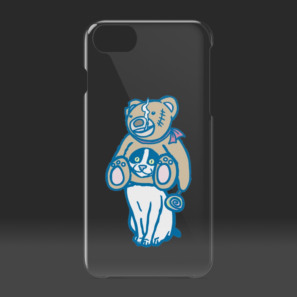 テディベア猫クリアiPhoneケース