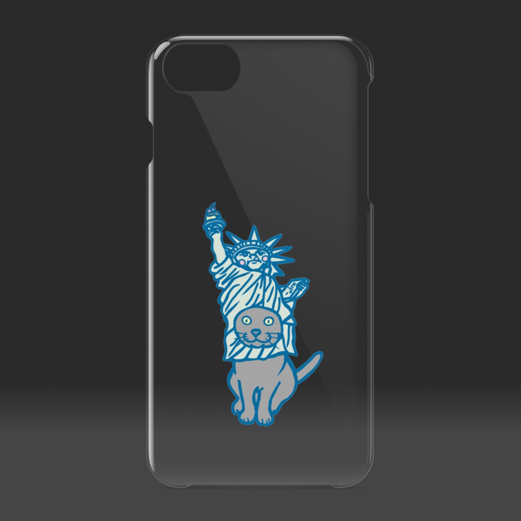 自由の女神猫クリアiPhoneケース