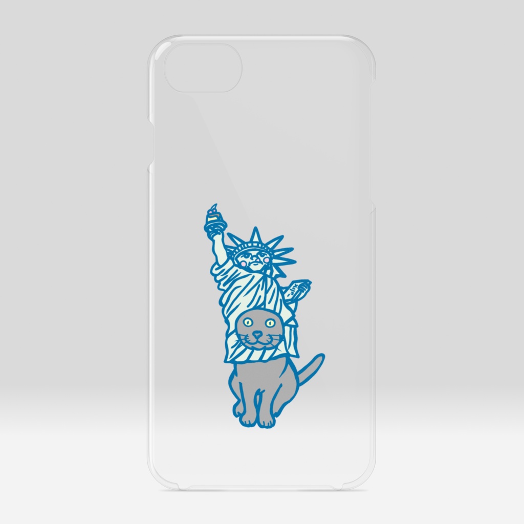 自由の女神猫クリアiPhoneケース