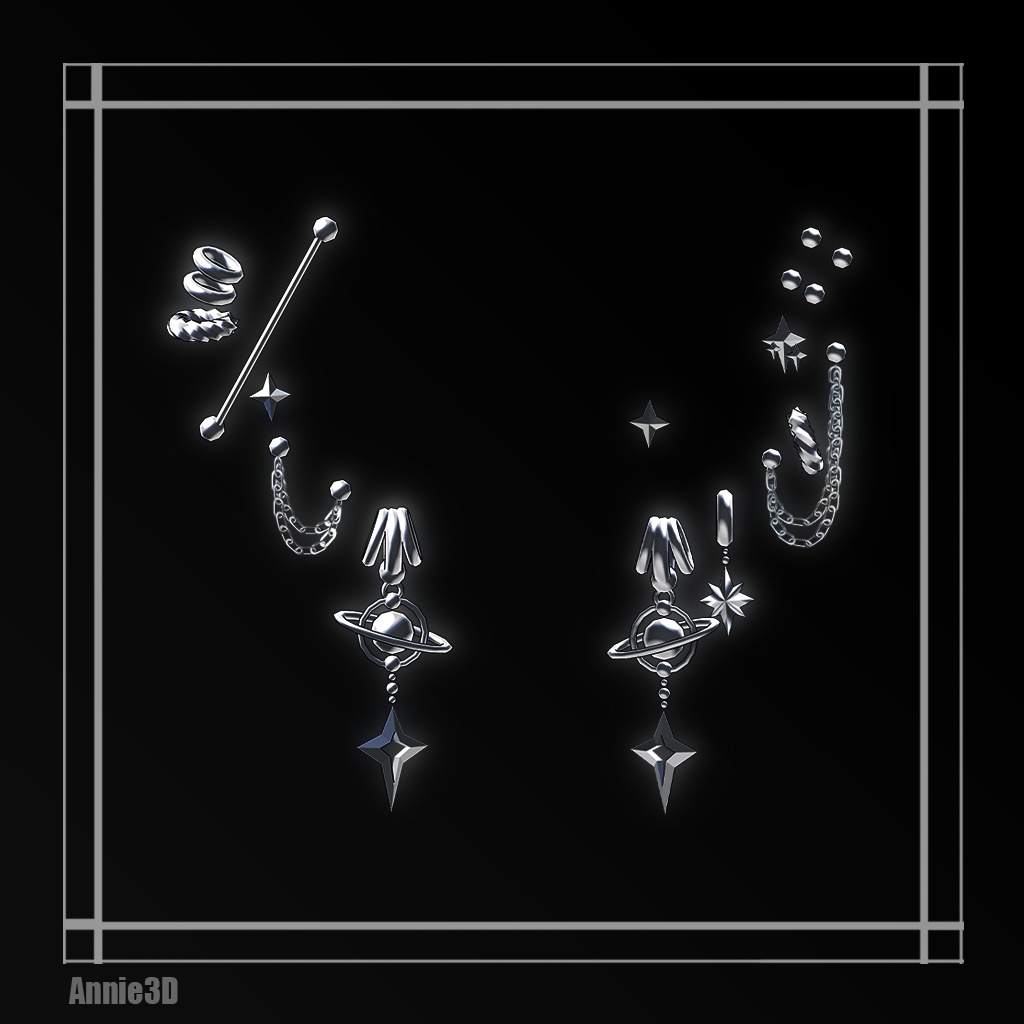 【VRChat/MA/PB】 宇宙ピアス13Set 5colors