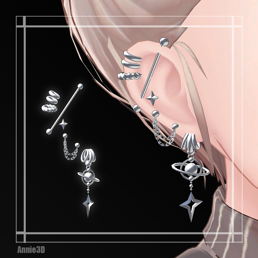 【VRChat/MA/PB】 宇宙ピアス13Set 5colors