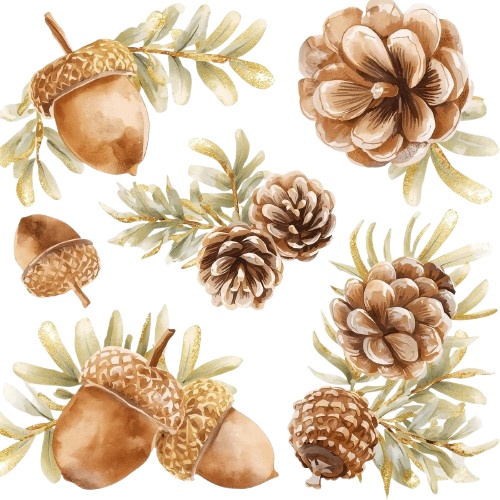 アンティークな秋の物語 水彩画クリップアート集 全15種セット