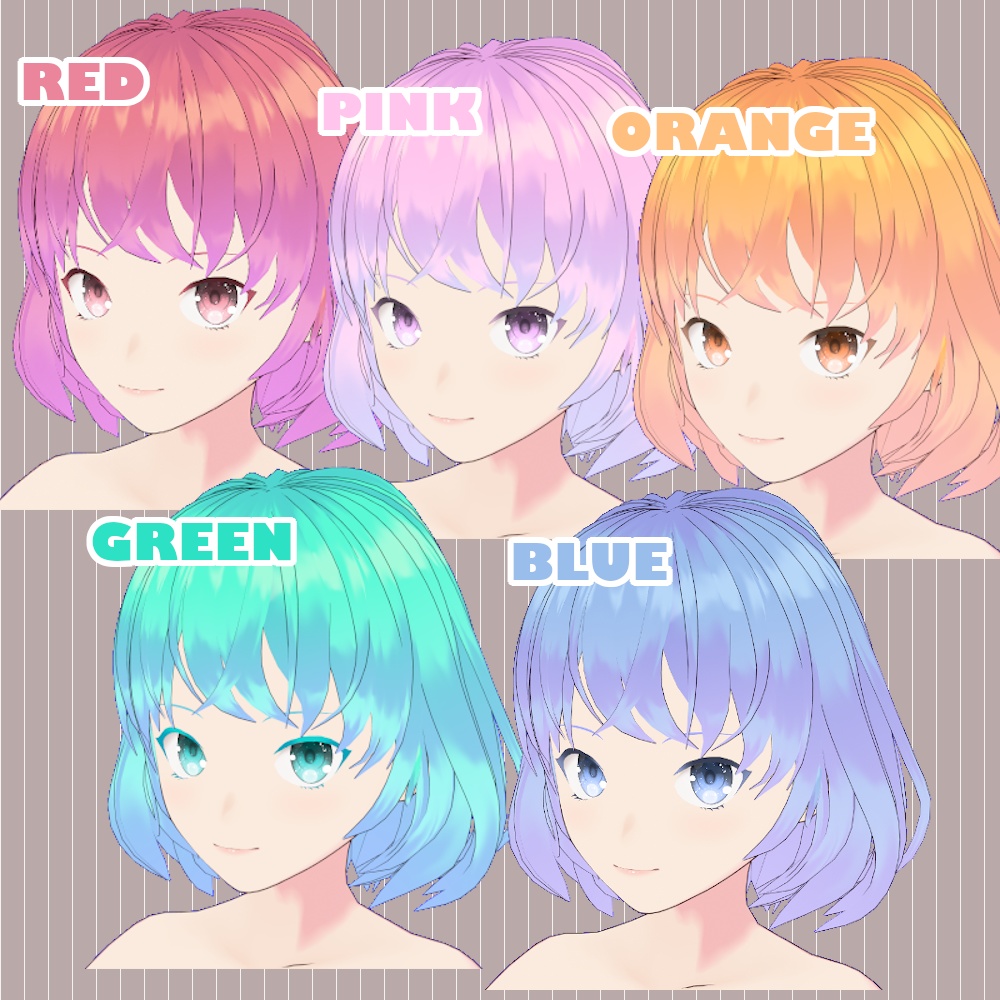 【VRoid 正式版】アロエ式つや髪テクスチャ10色セット