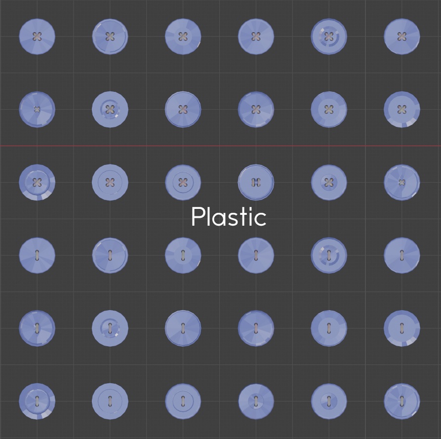 3D小物 衣装モデルにピッタリ ボタンモデル 全180データ Blender対応