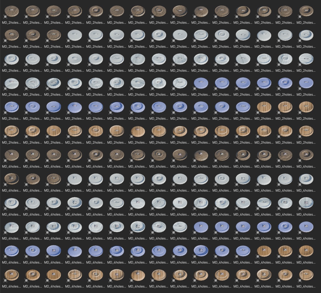 3D小物 衣装モデルにピッタリ ボタンモデル 全180データ Blender対応