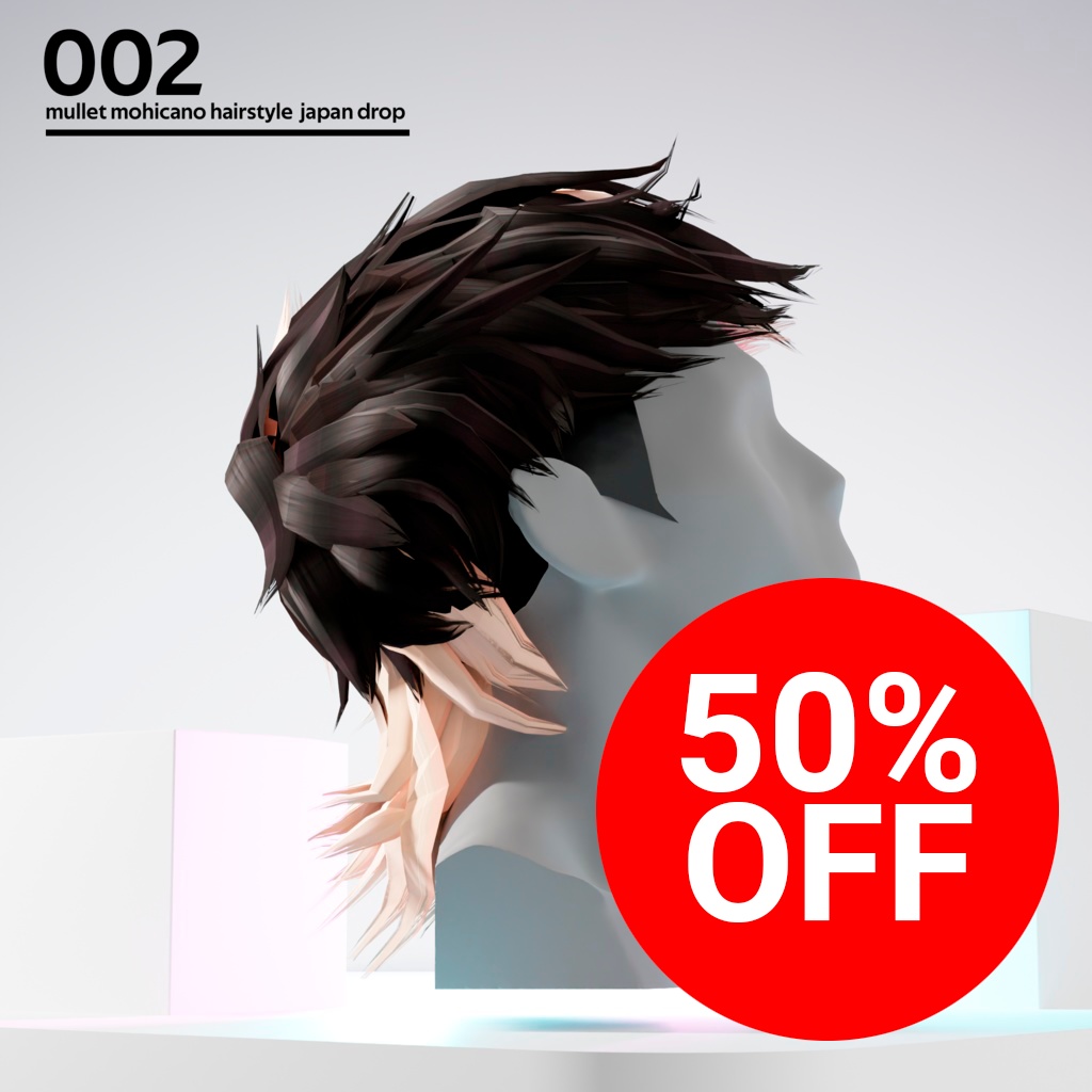 [VRCHAT] Mullet Hair Mohicano 3D for #Minase3D / #Manuka3D / #Shinra3D / #Moe3D / #Grus3D / #Rindo3D
