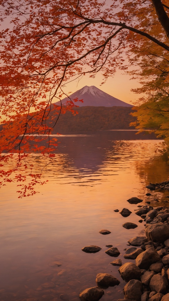 秋の日本風景をテーマにした、4K縦壁紙(2160×3840)の画像セット