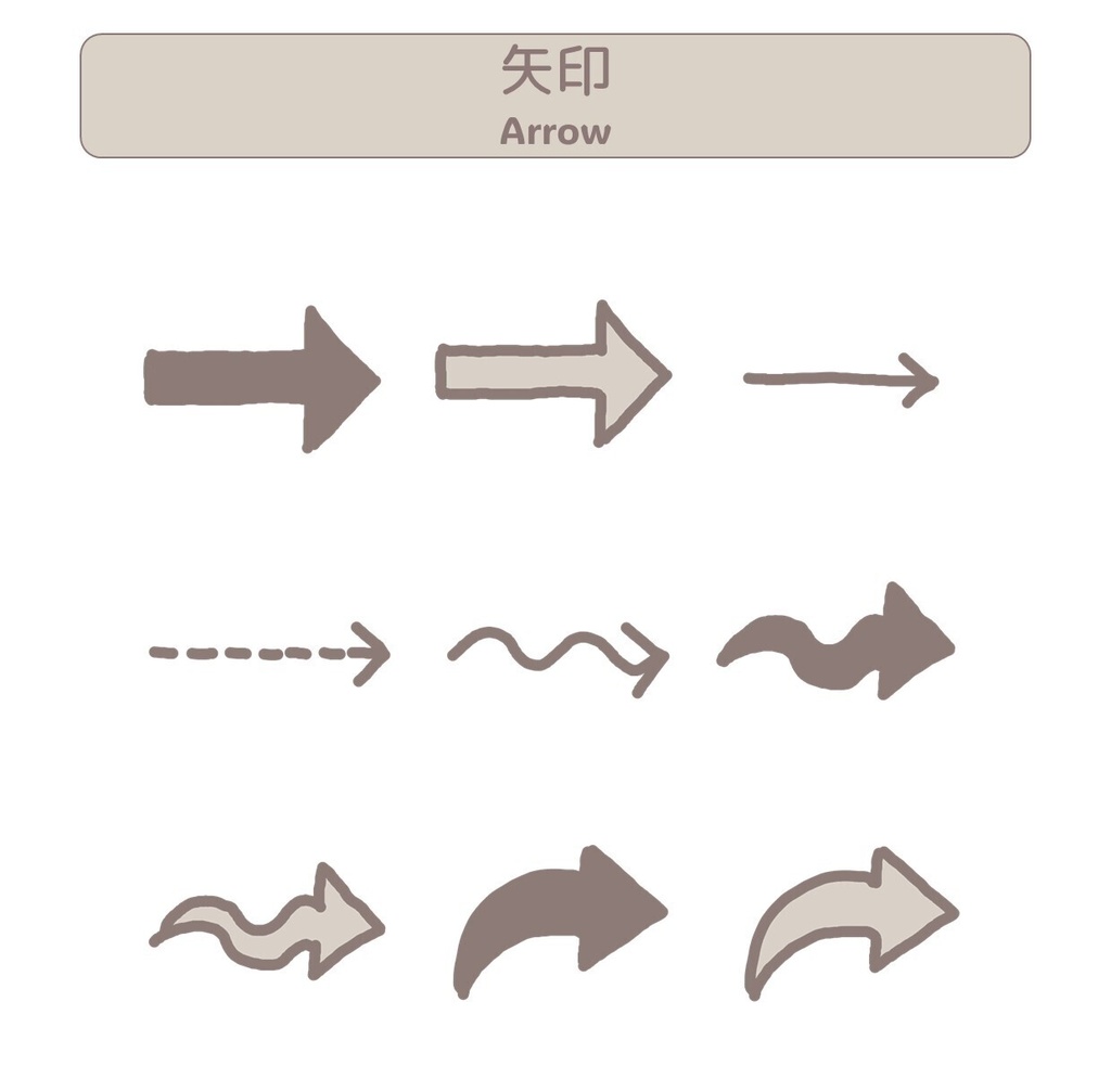 【手描きkawaii】図解アイコン素材|数字・矢印・タイトルフレーム 透過PNG