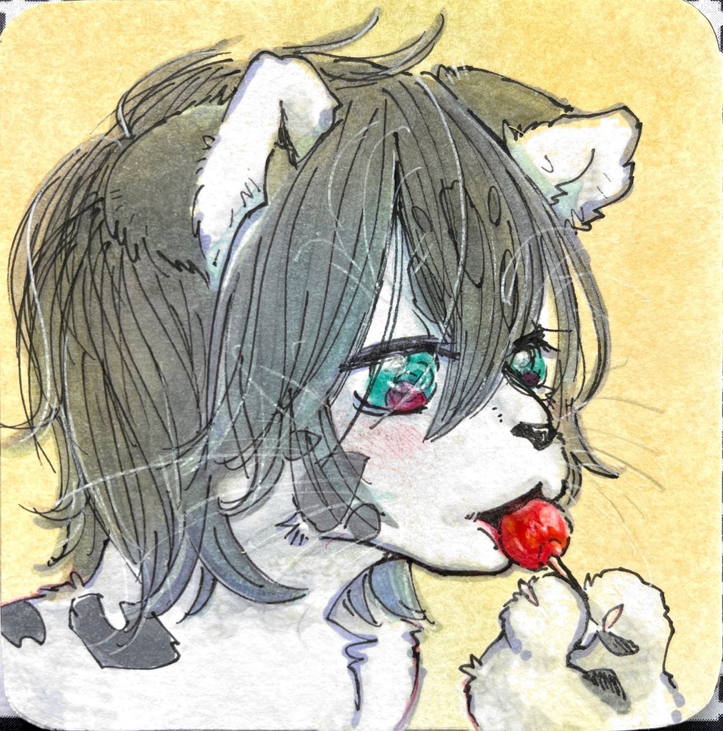 『lollipop』ゆきひょうの女の子のイラスト 額縁入り