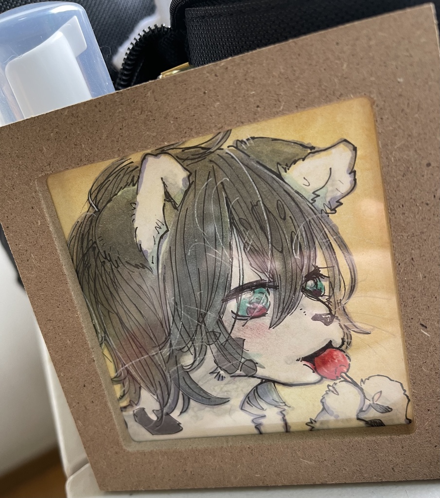 『lollipop』ゆきひょうの女の子のイラスト 額縁入り