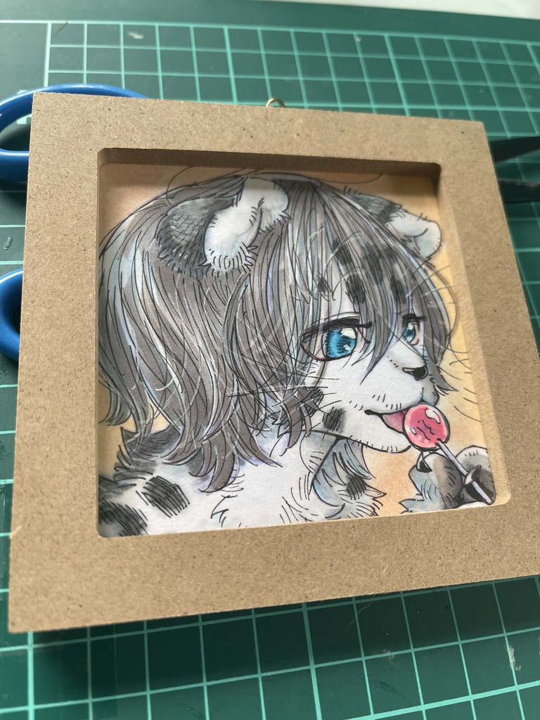 『lollipop』 ユキヒョウの女の子 複製原画 フォトフレーム入り