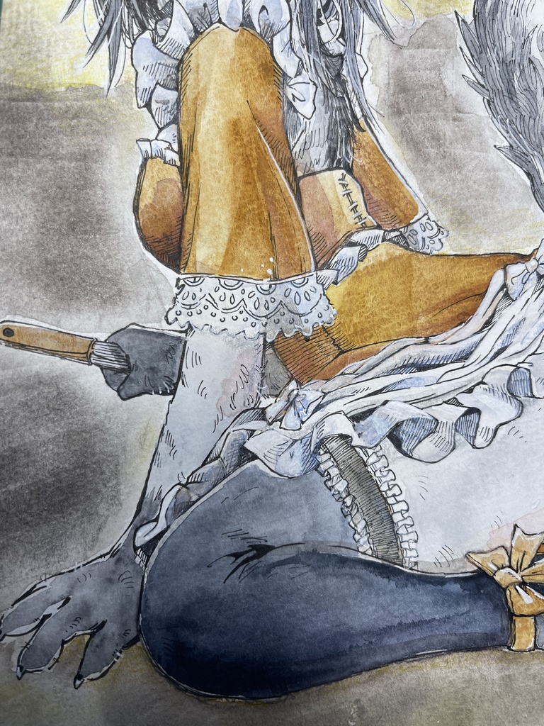 『なに、見てるんですかっ!』B5アナログイラスト ぎんぎつねのメイドさん