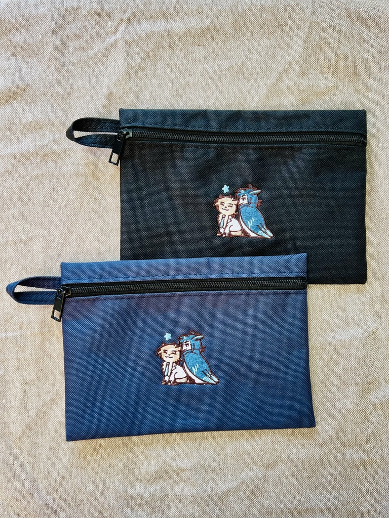 どうぶつパロ富K刺繍入りフラットポーチ(小)