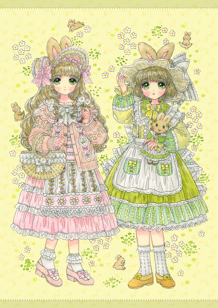 A4ポスター（茶色うさぎの田園詩）