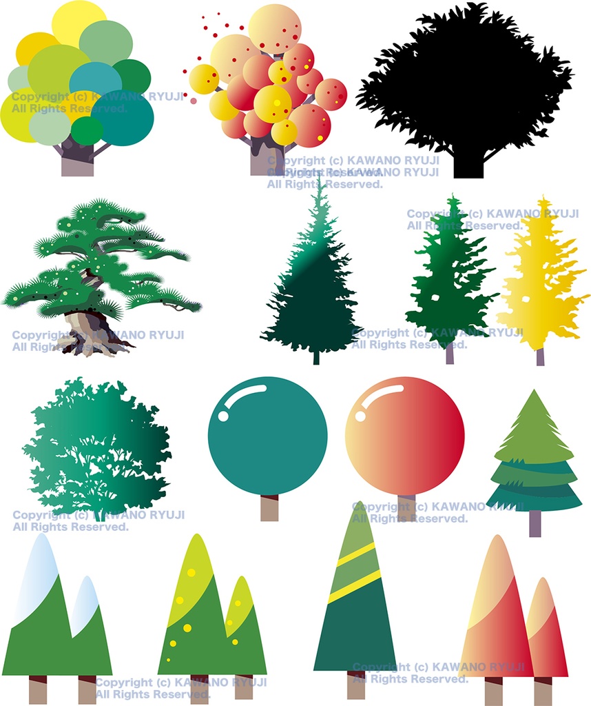 樹木のイラスト集 04 K Illustration Booth
