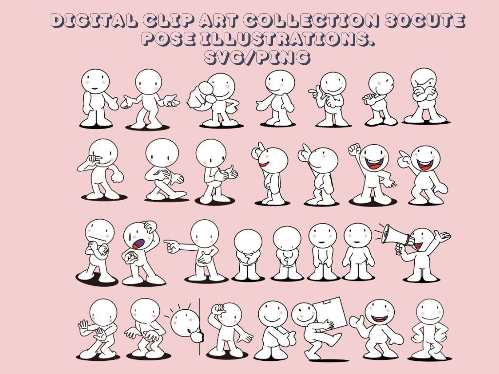 クリップ アート コレクション 30 種類の可愛いポーズの クリップ アート