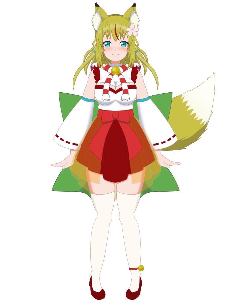 【汎用モデル】キツネ巫女ちゃんリメイク【髪色変更可/VTS対応】