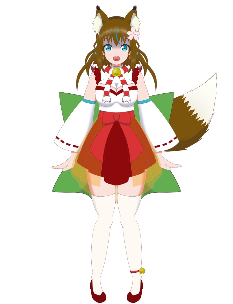 【汎用モデル】キツネ巫女ちゃんリメイク【髪色変更可/VTS対応】