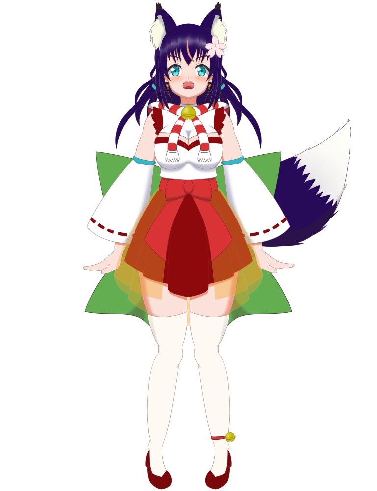 【汎用モデル】キツネ巫女ちゃんリメイク【髪色変更可/VTS対応】