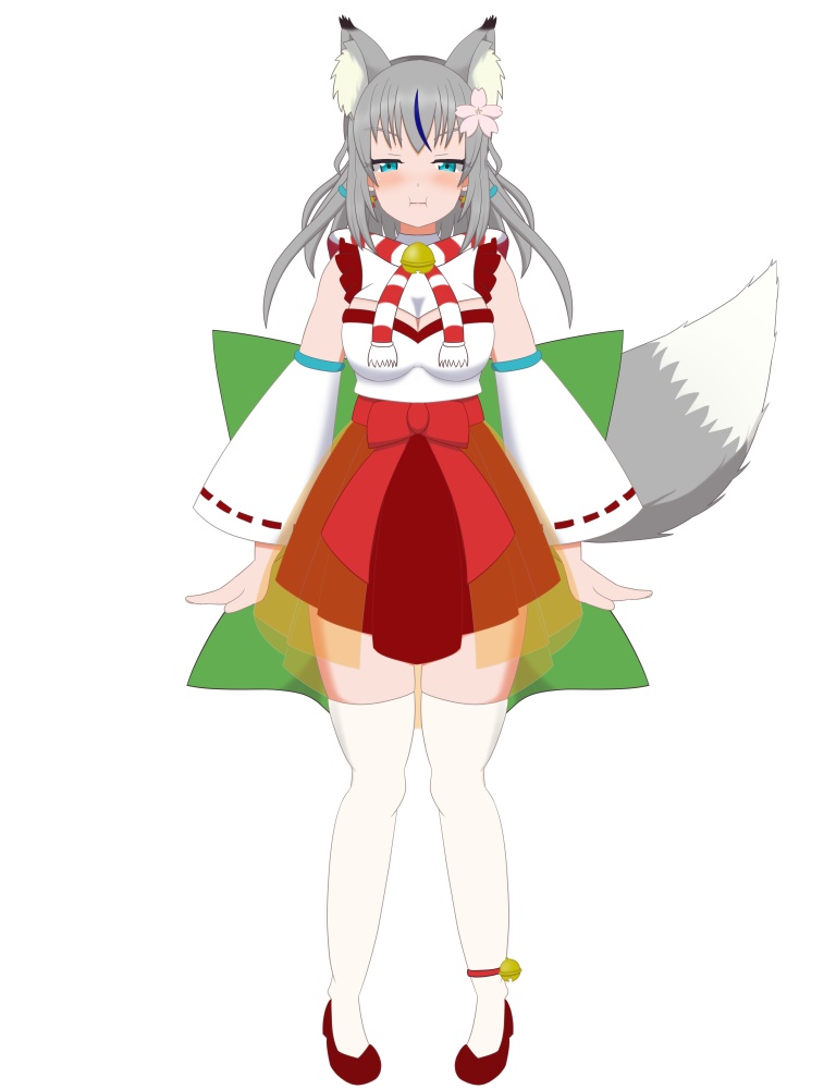 【汎用モデル】キツネ巫女ちゃんリメイク【髪色変更可/VTS対応】