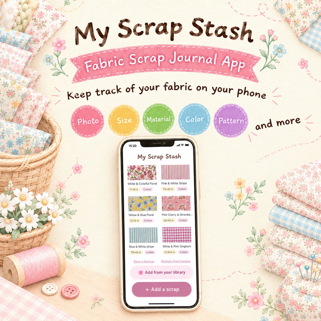 My Scrap Stash | Fabric Stash Organizer & Inventory App for Sewing [iPhone/Android/PC]