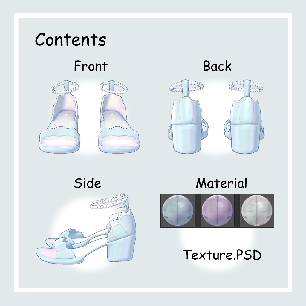 【VRChat向け】バックスカラップサンダル/ Back Scallop Sandals for Grus